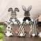 5 Pcs Easter Bunny Wooden Signs Buffalo Plaid Bunny Decor with Jute Rope Easter Decorations for The Home Tabletop Decorations for DIY Home Office Farmhouse